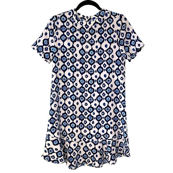 Mud Pie Womens Dress Size S Blue and White Ikat Batik Preppy - Picture 1 of 7